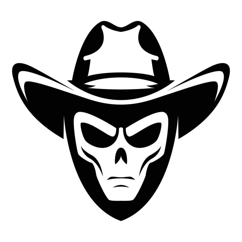 AI generated alien wearing cowboy hat iconic logo vector illustration.