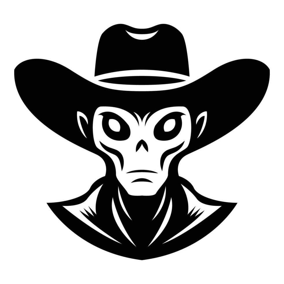 ai generado extraterrestre vistiendo vaquero sombrero icónico logo vector ilustración.