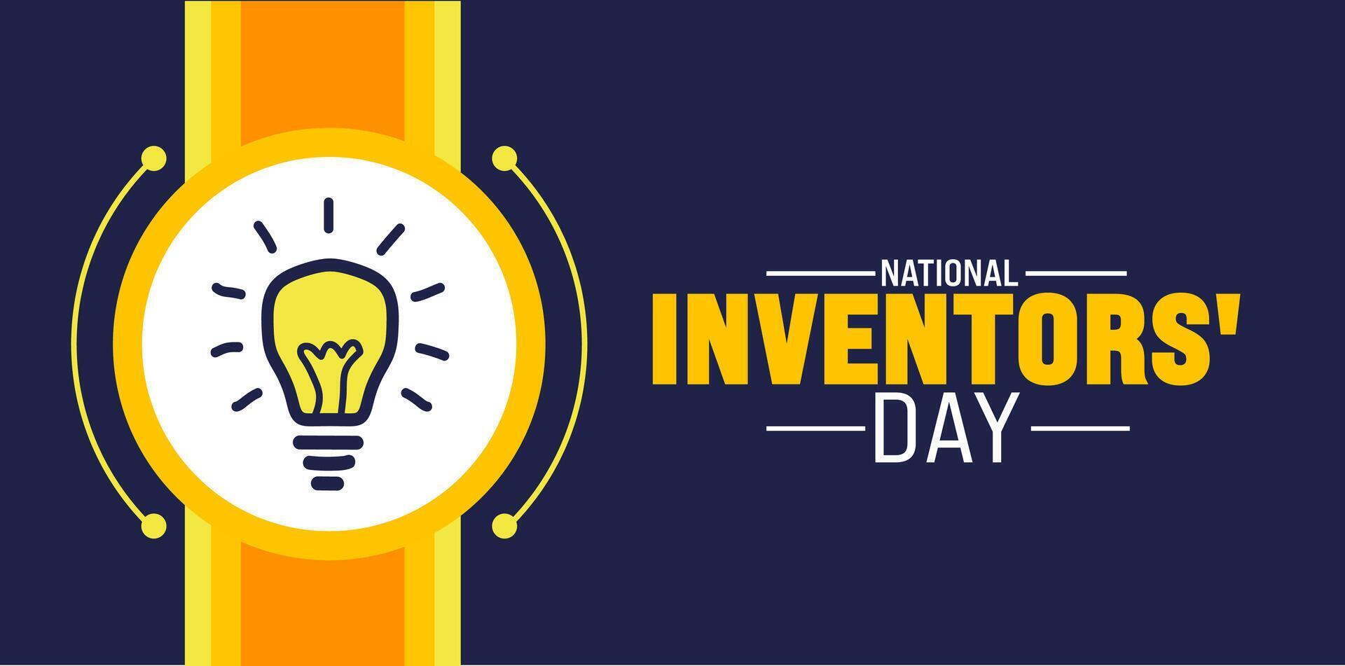 February is National Inventors Day background template. Holiday concept. background, banner, placard, card, and poster design template with text inscription and standard color. vector illustration.