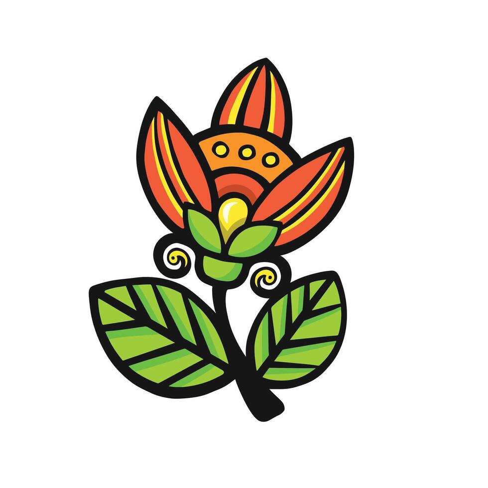 ethnically stylized orange bright Indian flower, vector