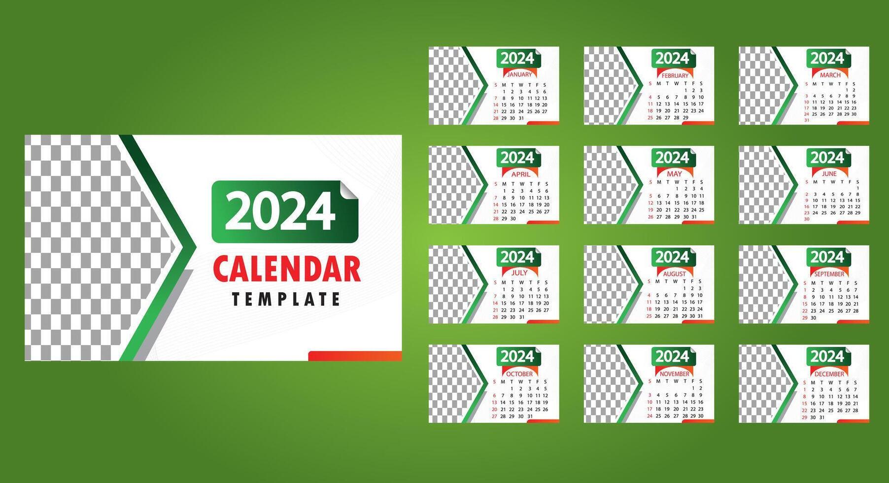 Vector modern 2024 calendar template