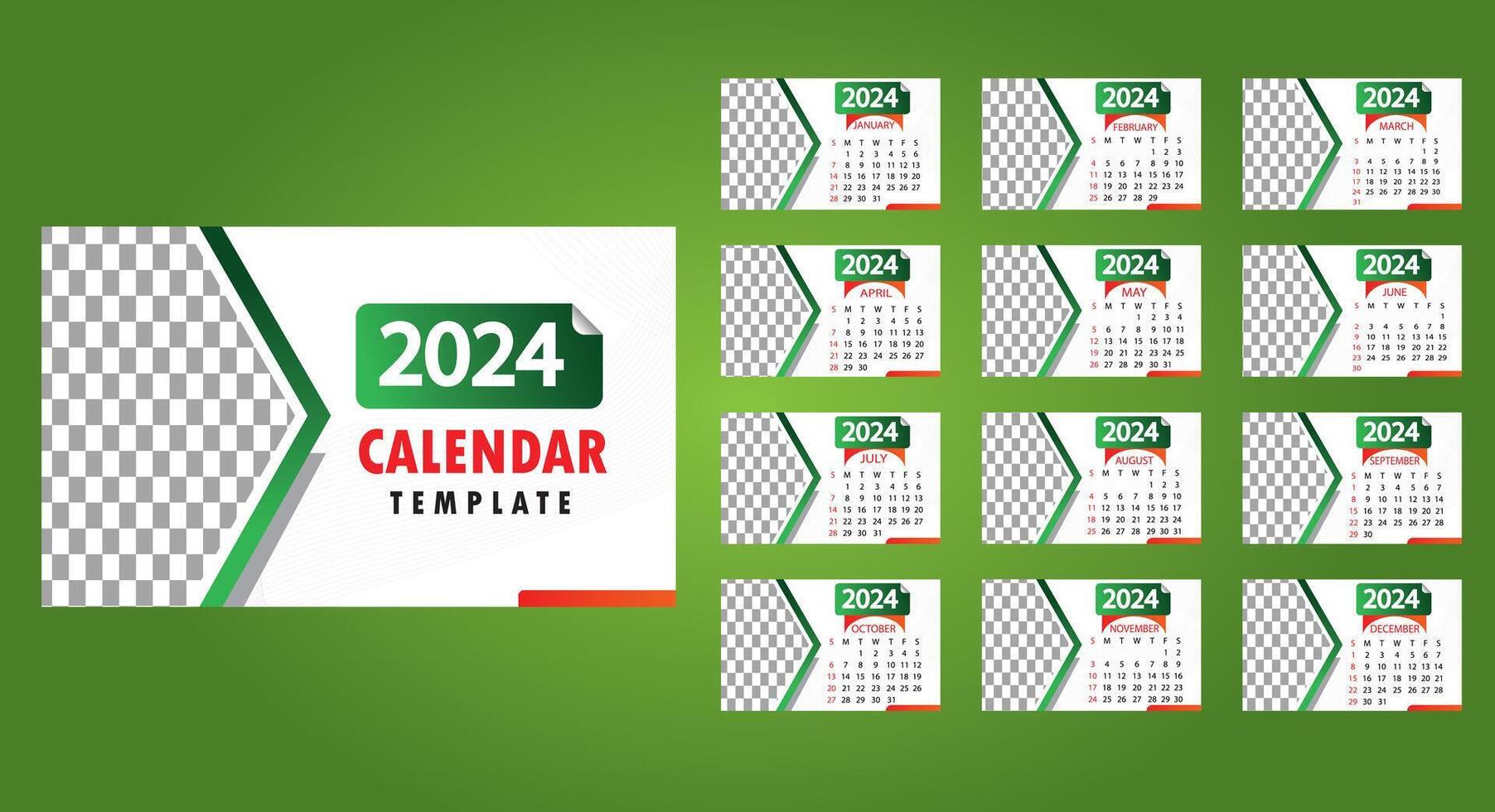 vector moderno 2024 calendario modelo