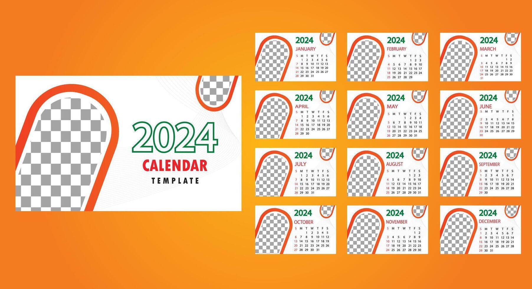 Vector modern 2024 calendar template