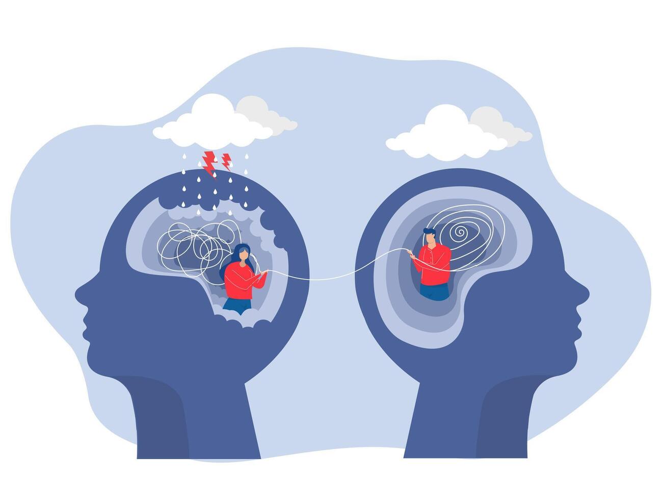 Psychological help and psycho therapy for mental health or The opposite mindset chaos and order in thoughts, Businessman Problem solution as complete difficult and messy task person vector