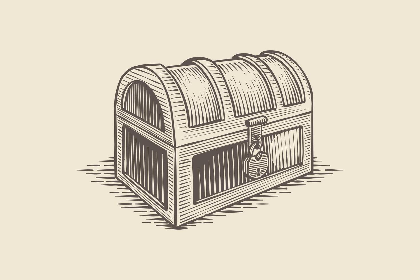 illustration of a treasure chest in engraving style vector