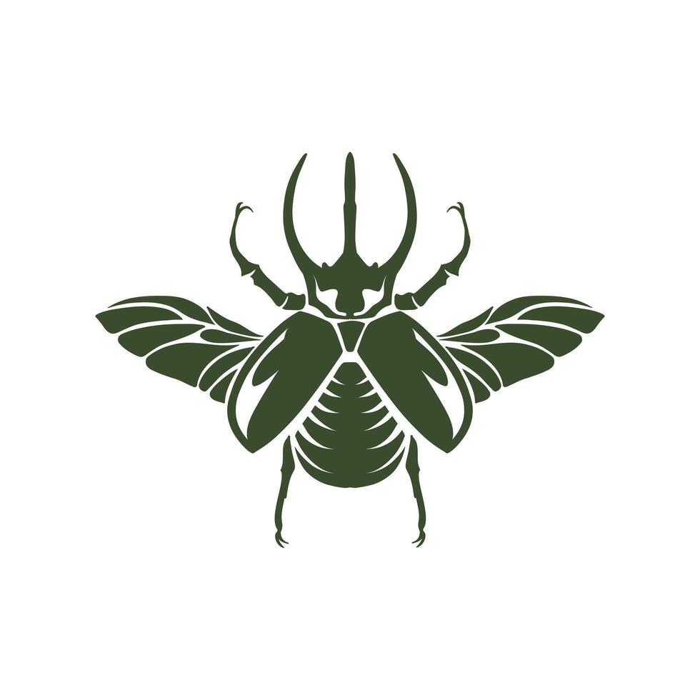 horned beetle illustration in silhouette style vector