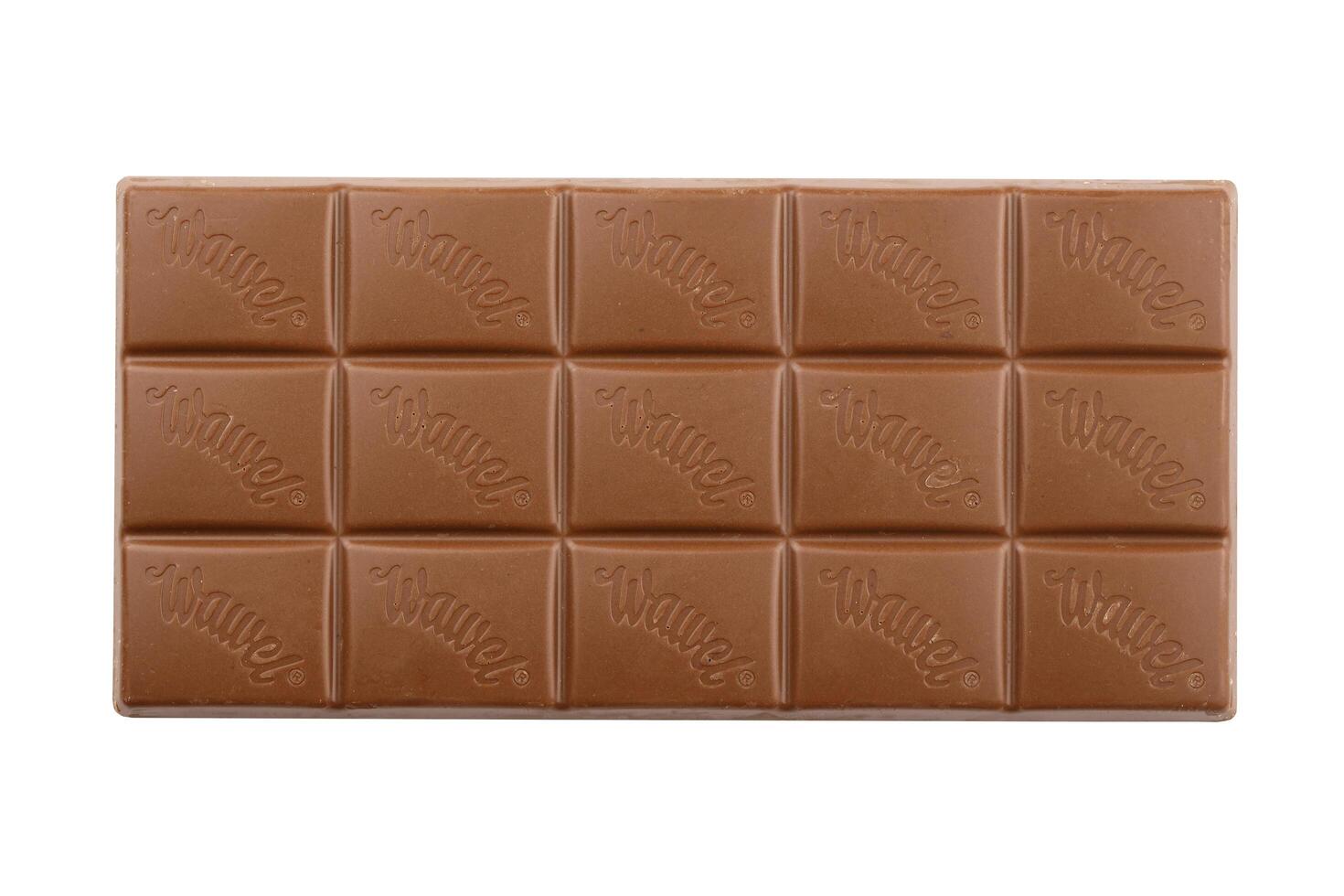 KHARKIV, UKRAINE - JANUARY 2, 2021 Wawel chocolate production. Wawel is polish confectionery company producing chocolates wafers and snacks founded in 1898 in Krakow photo
