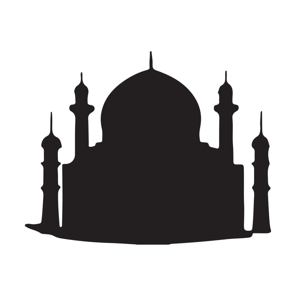 The front side of the mosque, silhouette. white background vector