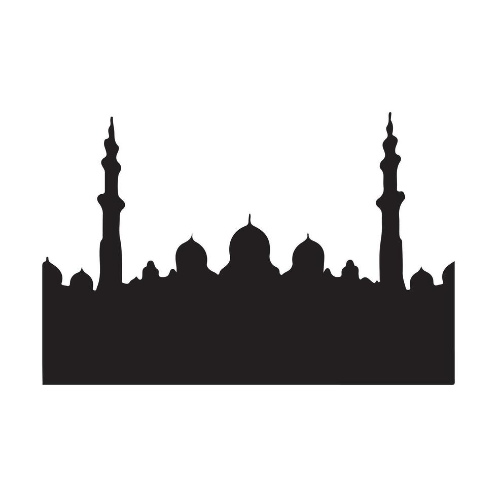mosque silhouette on clear background, eid ramadan mubarak, ramazan, vector