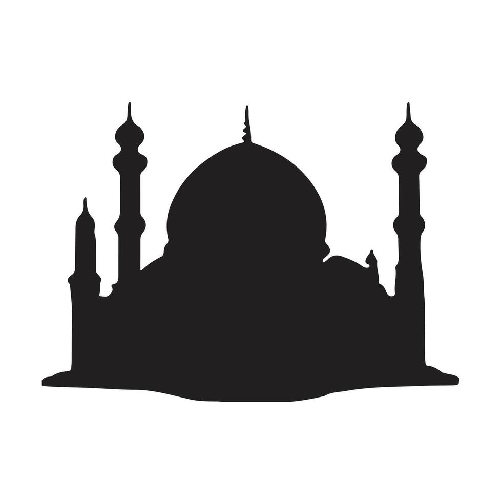 The front side of the mosque, silhouette. white background vector