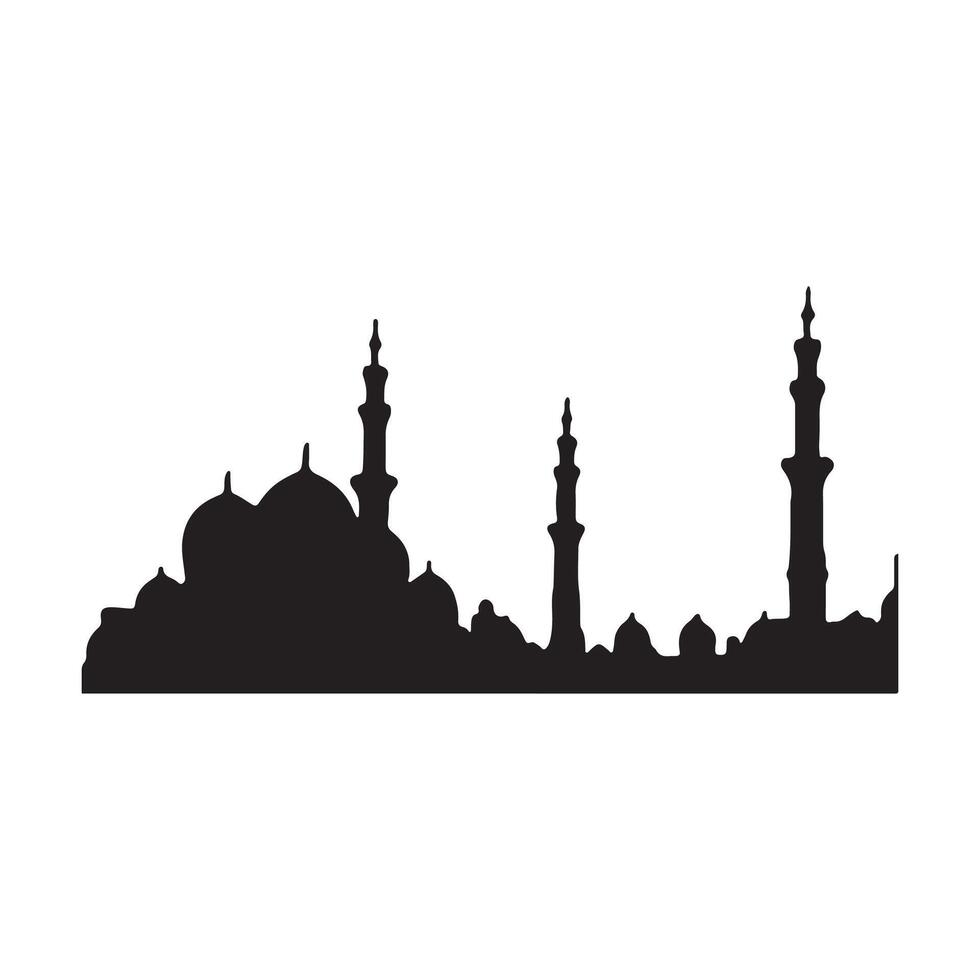 mosque silhouette on clear background, eid ramadan mubarak, ramazan, vector