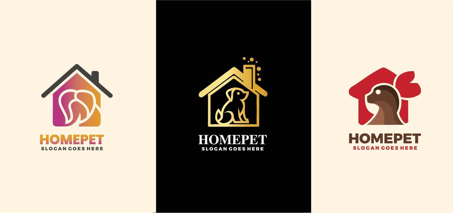 Pet Shop Logo Design set Stock Illustrations . Pet logo design . Dog cat logo . Animal Pet Care Logo. pro vector