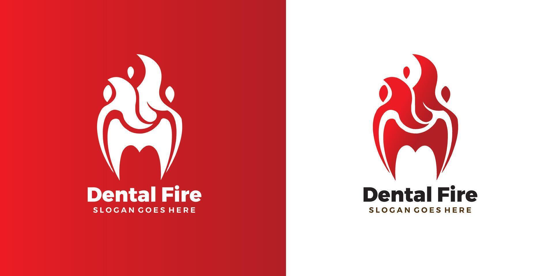 fuego dental logo diseño modelo gratis vector
