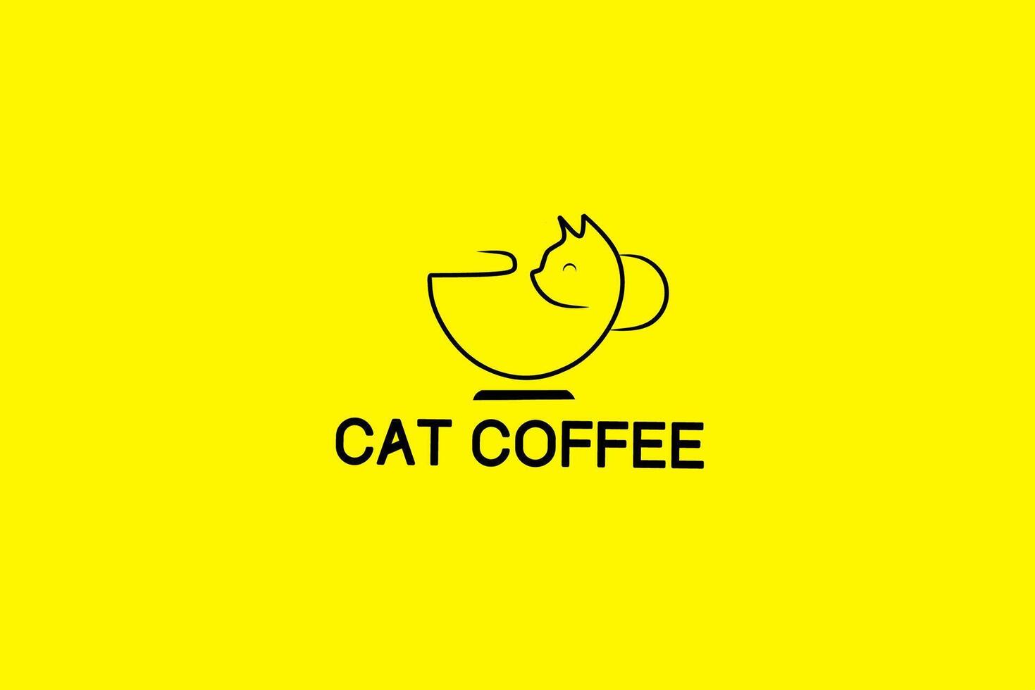 el café logo es en el forma de un gato vector