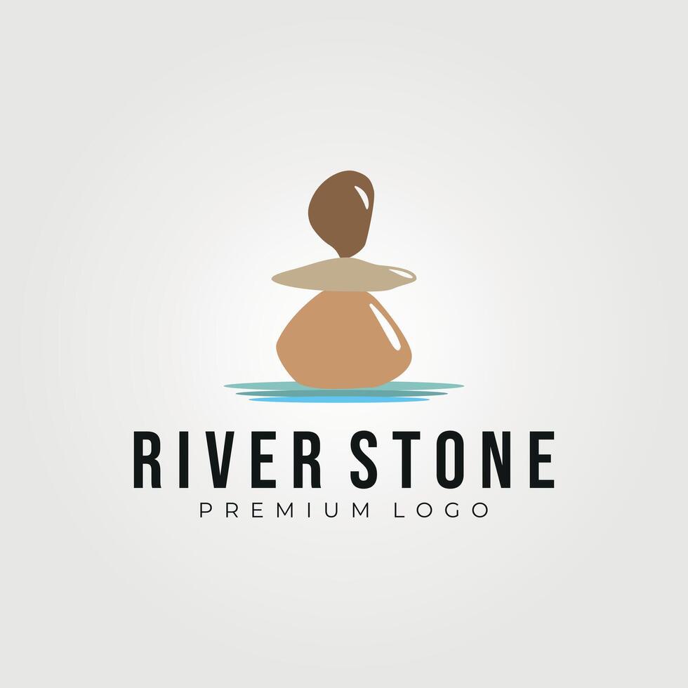 stone rock balancing zen logo wellness vector emblem illustration template
