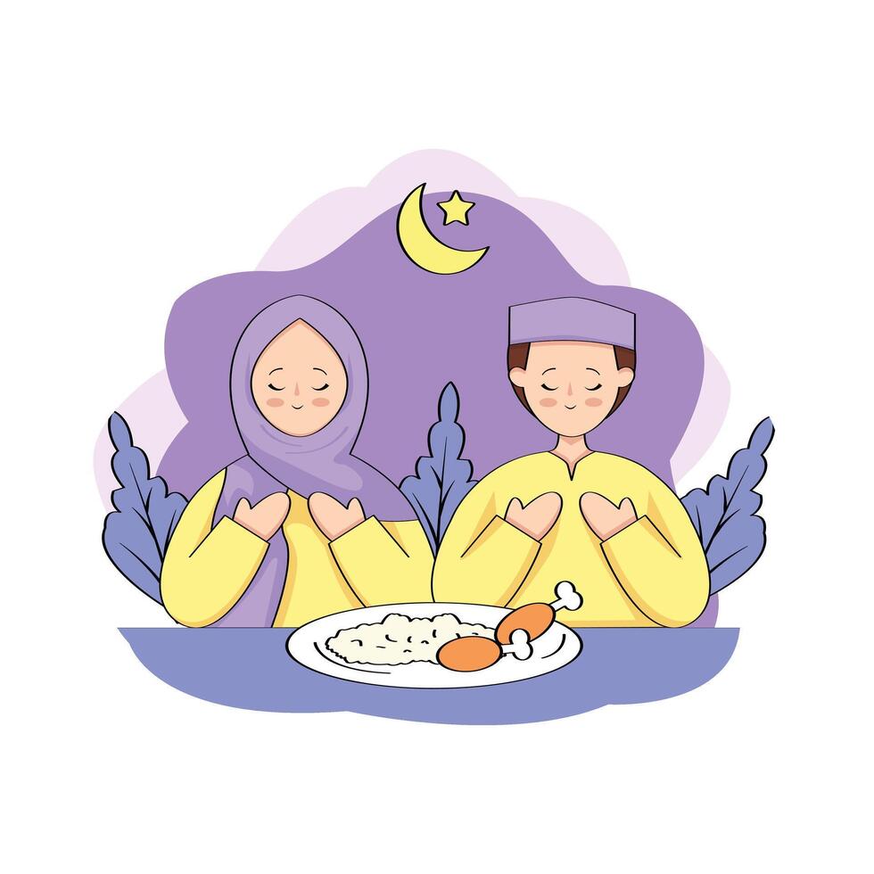 Vector illustration of breaking the fast in the month of Ramadan