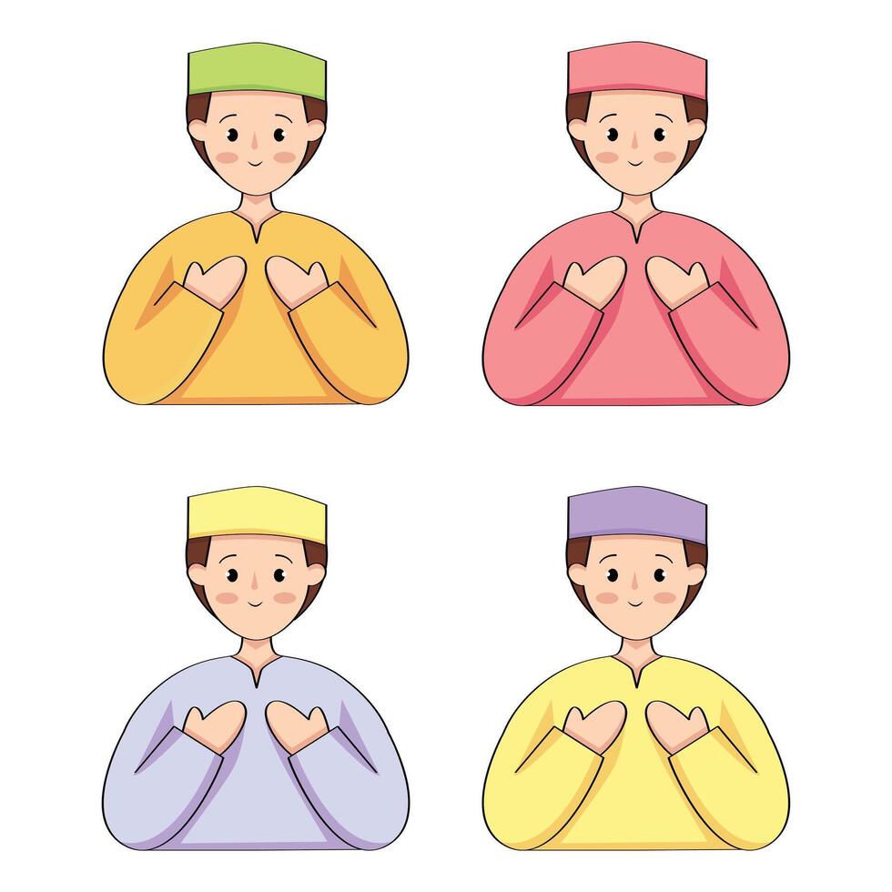 Muslim man character avatar praying vector