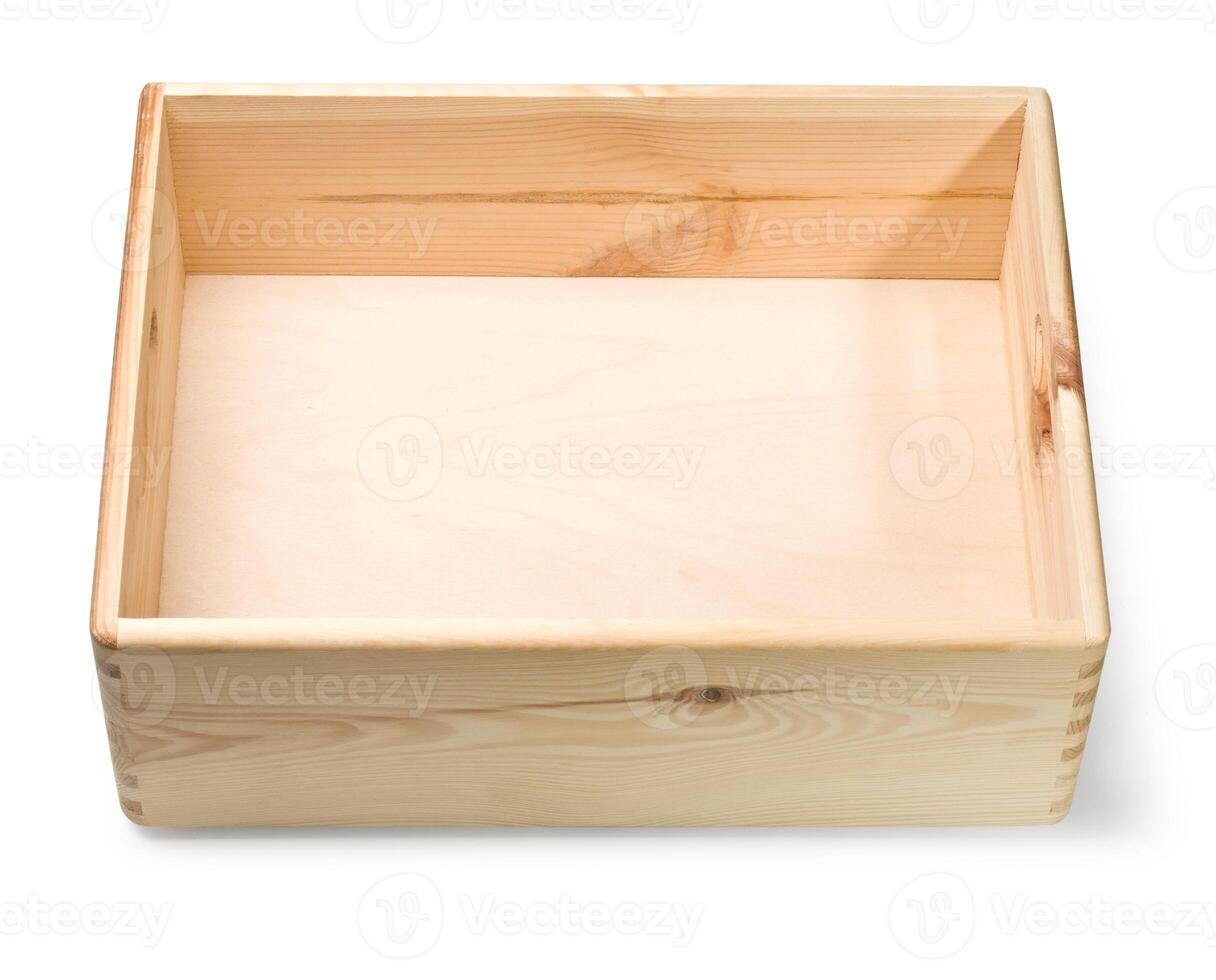 caja de madera aislada en blanco foto