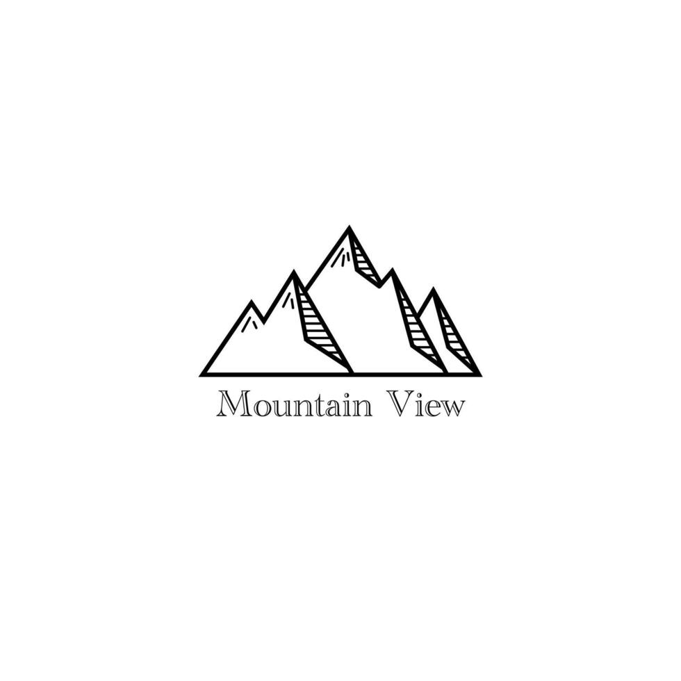 mountain view monoline vector illustration for logo, template, icon, sign, design, etc