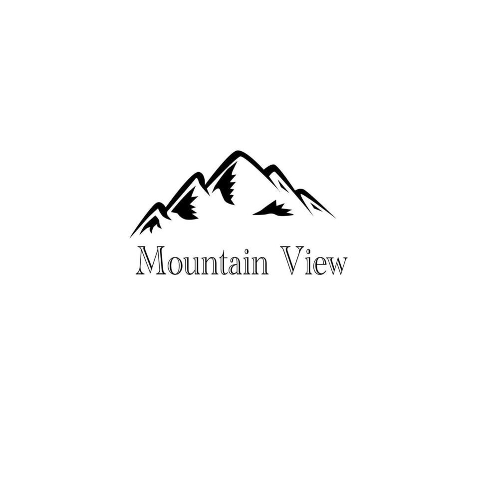 mountain view monoline vector illustration for logo, sign, template, icon, design, etc