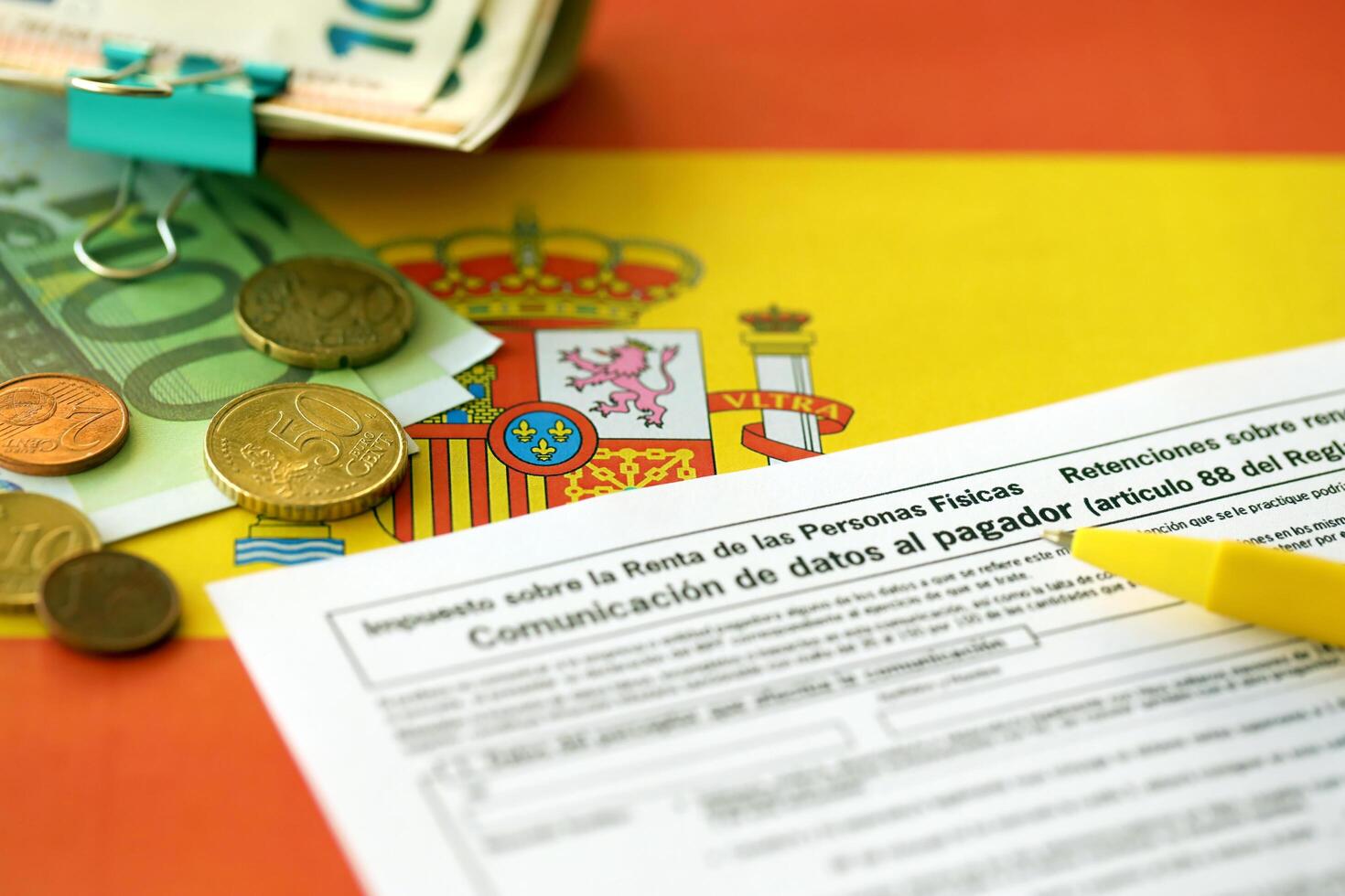 KYIV, UKRAINE - MAY 4, 2022 Modelo 145 spanish tax form dedicated to personal income tax IRPF photo