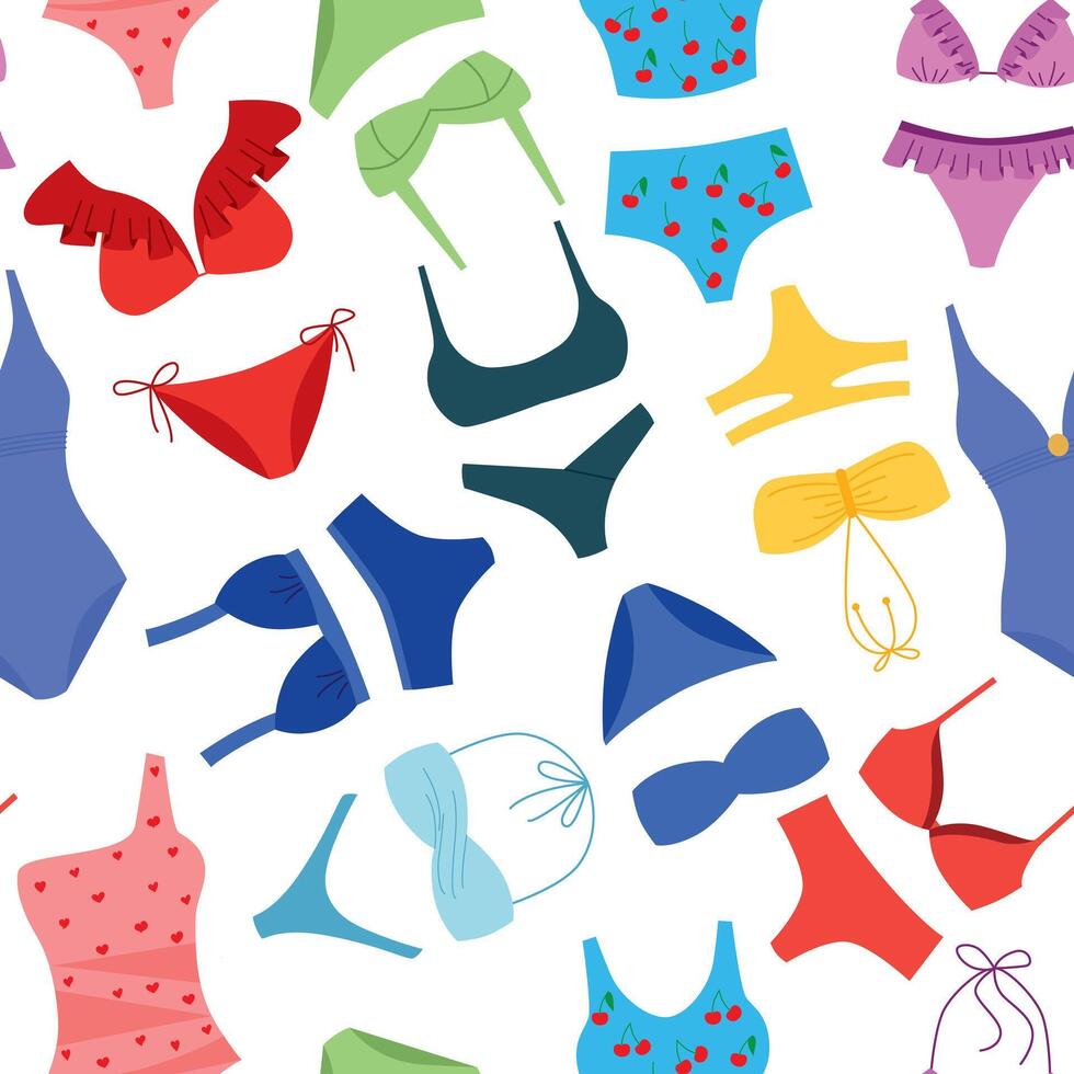 Vector pattern with women's swimsuits