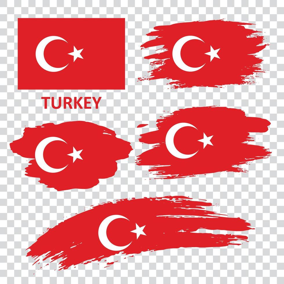 Set of vector flags of Turkey