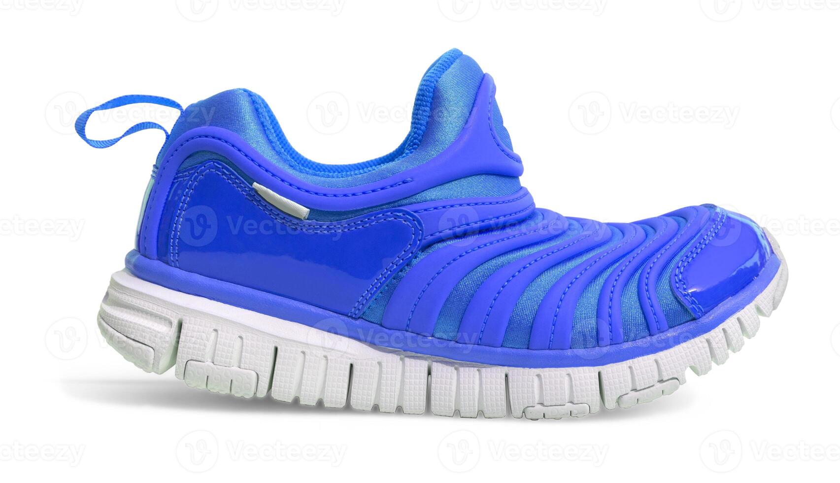 Blue sport running shoes isolated photo