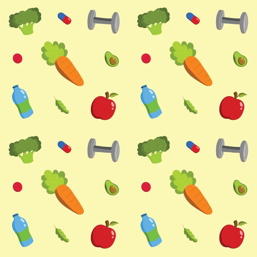 Vegetable Harvest Seamless Pattern A vibrant and healthy mix of tomatoes, carrots, and more, beautifully arranged in this vector illustration Perfect for food enthusiasts