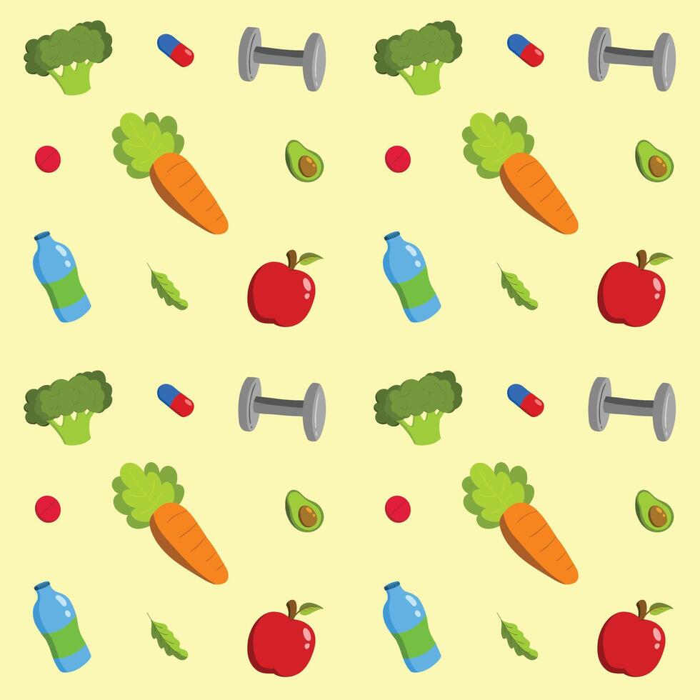 Vegetable Harvest Seamless Pattern A vibrant and healthy mix of tomatoes, carrots, and more, beautifully arranged in this vector illustration Perfect for food enthusiasts