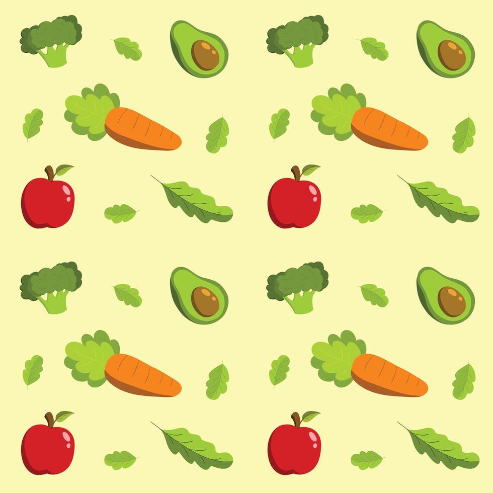 Vegetable Harvest Seamless Pattern A vibrant and healthy mix of tomatoes, carrots, and more, beautifully arranged in this vector illustration Perfect for food enthusiasts