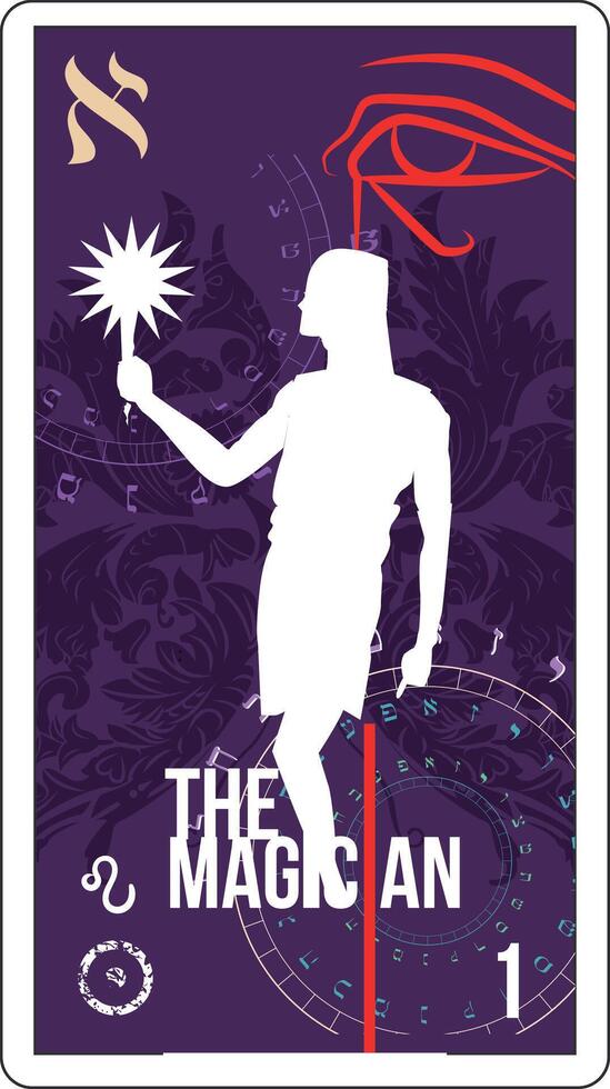 Egyptian tarot card called The Magician. Good illustration to tell the future. vector