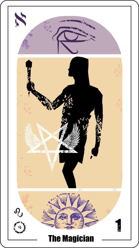 Egyptian tarot card called The Magician. Good illustration to tell the future. vector