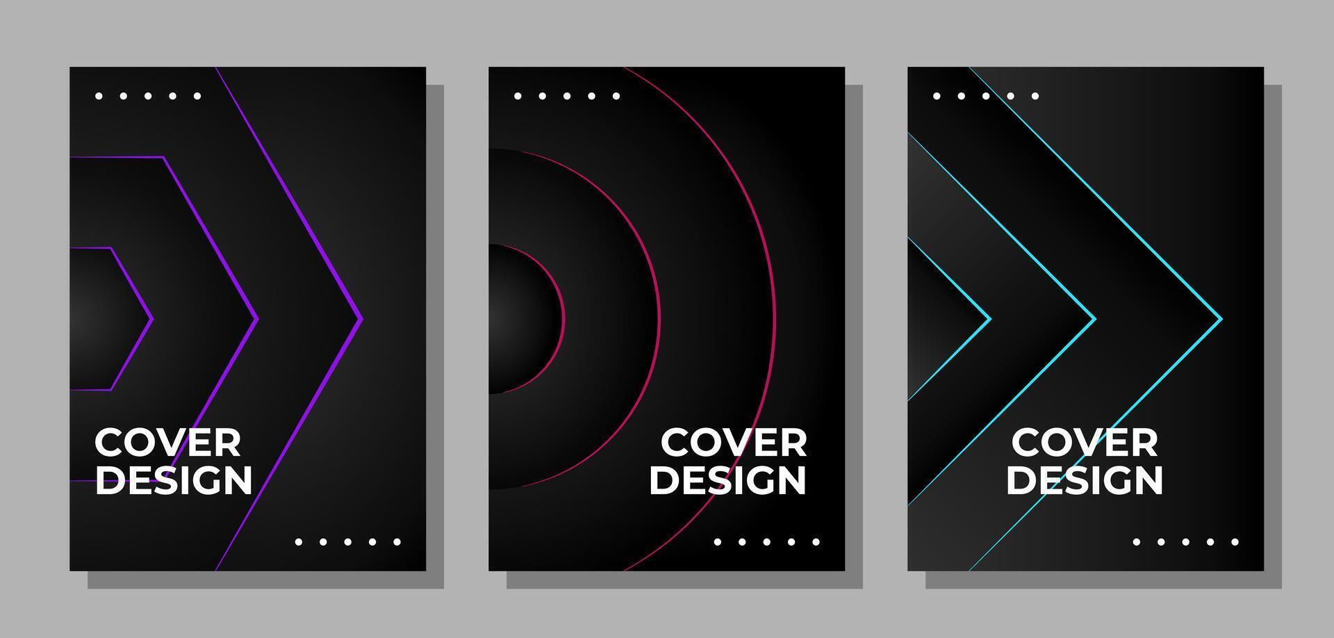 Set of vector A4 size abstract futuristic covers for flyers, posters, brochures, magazine, annual report, poster, wallpapers, and other.