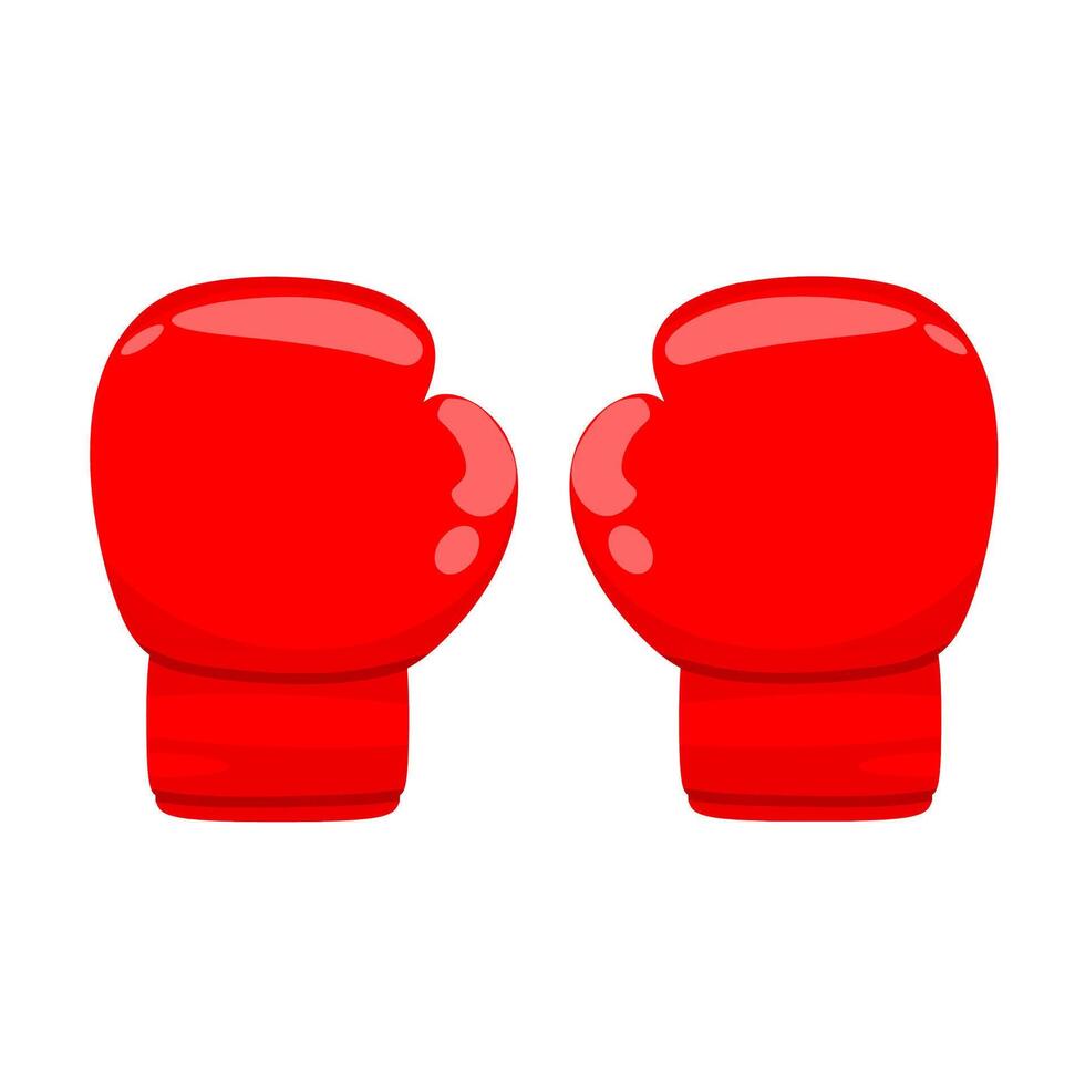 Red boxing gloves vector illustration isolated on white background. Right and left boxing gloves are suitable for use in combat sports.