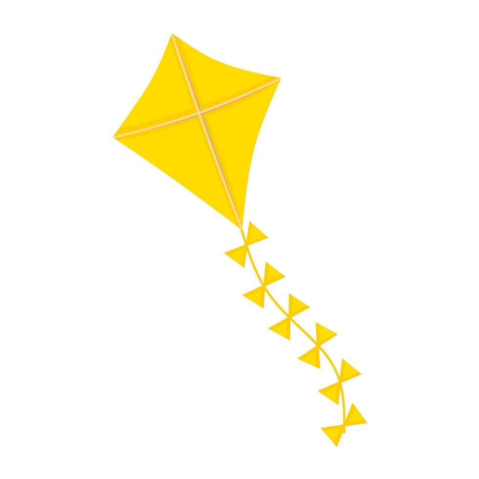 Yellow kite vector illustration isolated on white background. Suitable for festival banners and outdoor children's toys.