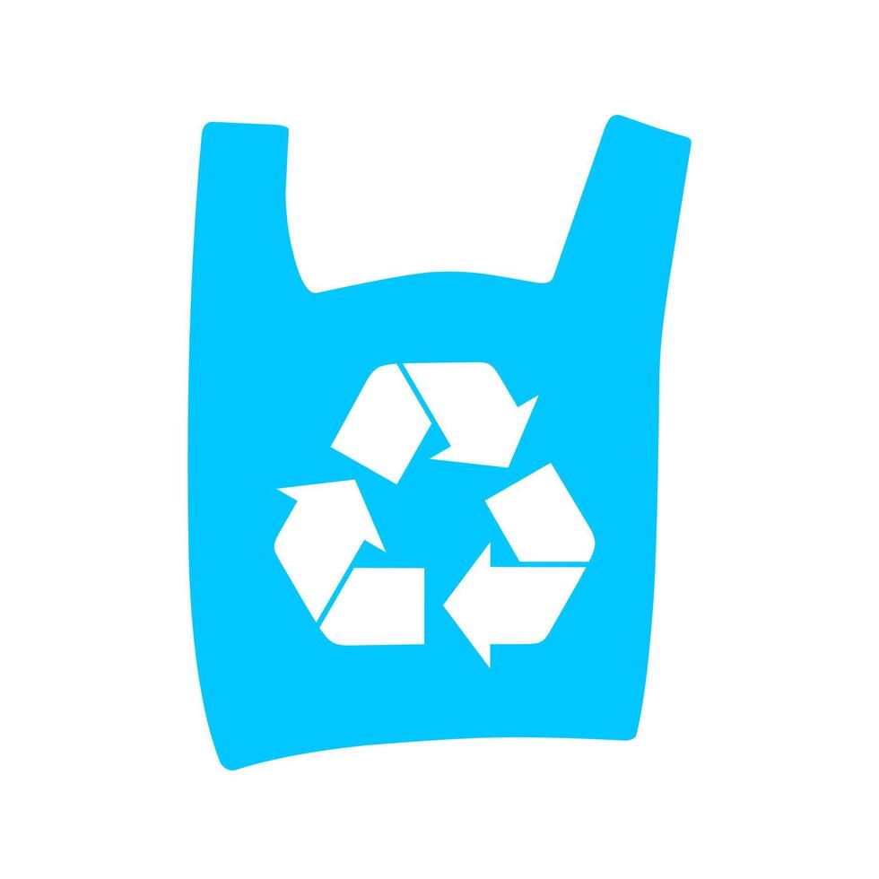 vector ilustración de el plastico bolso con reciclaje firmar aislado en blanco antecedentes. reutilizable ecológico preservación concepto.