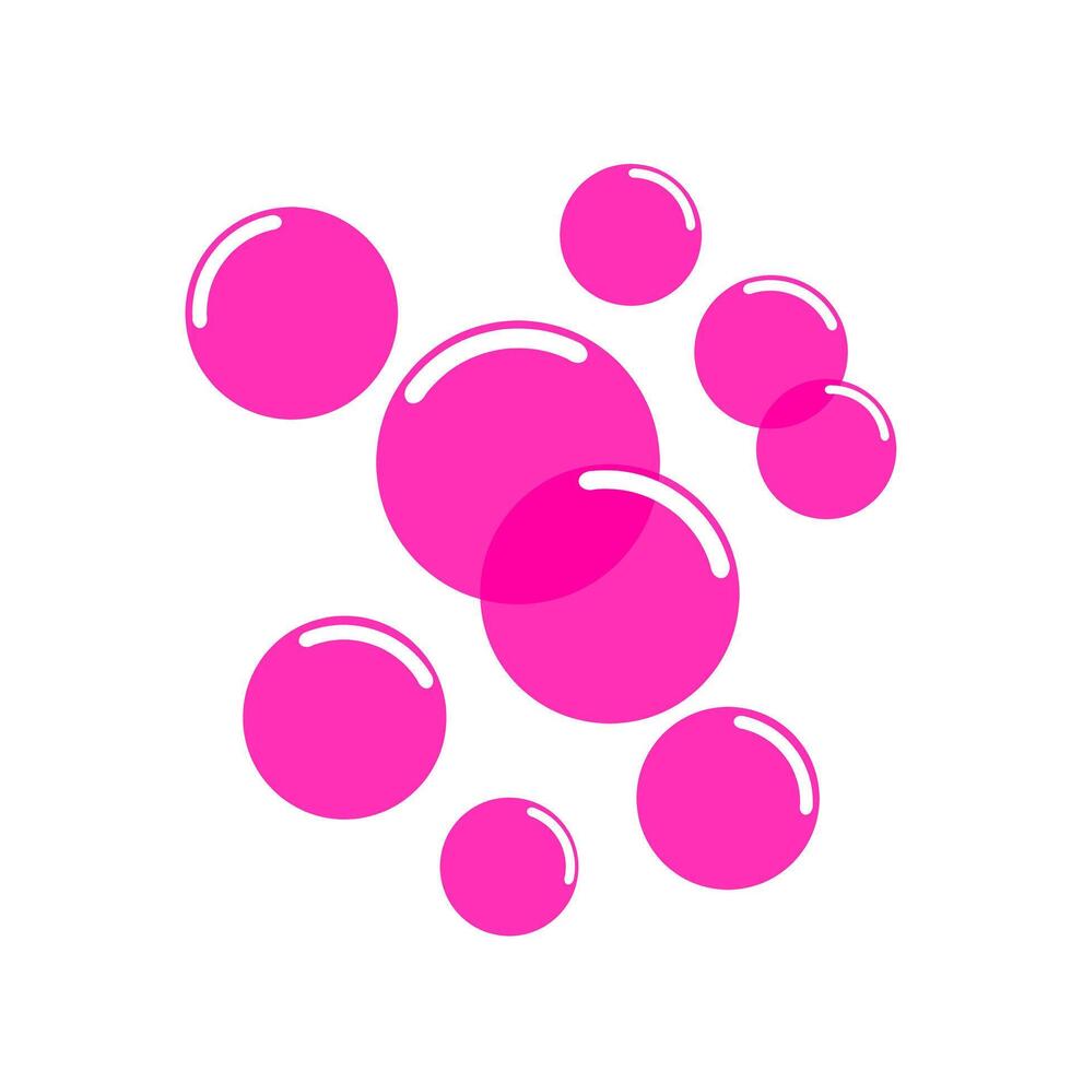 Pink soap bubble vector icon isolated on white background. Foam in a variety of different sizes.