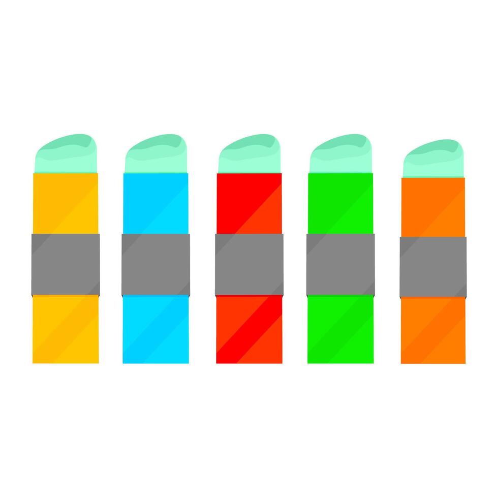 Vector collection of colorful erasers. Rubber eraser icon isolated on white background. Suitable for web, app and UI logos.