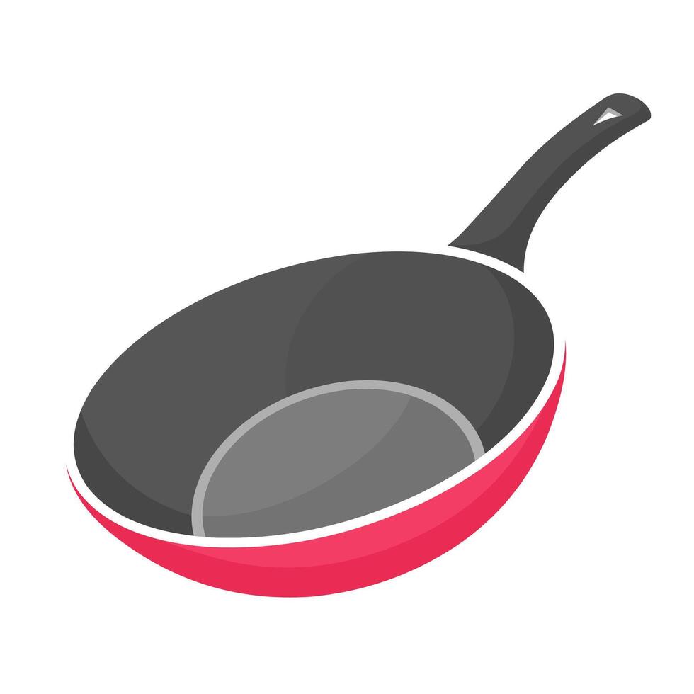 Frying pan vector illustration isolated on white background. Kitchen equipment icon.