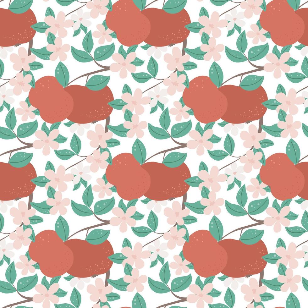 Blooming apple seamless pattern vector illustration