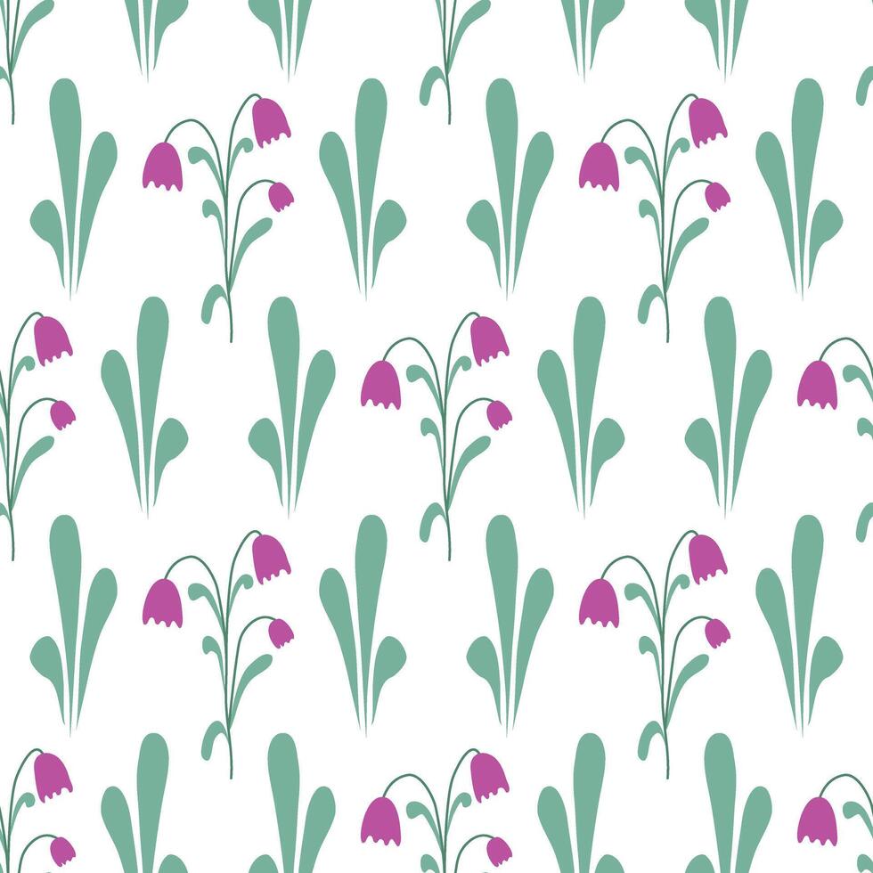 Spring primroses bells seamless pattern vector
