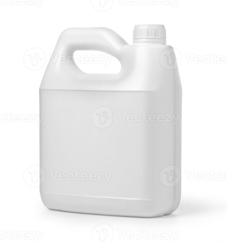 Plastic canister on white photo