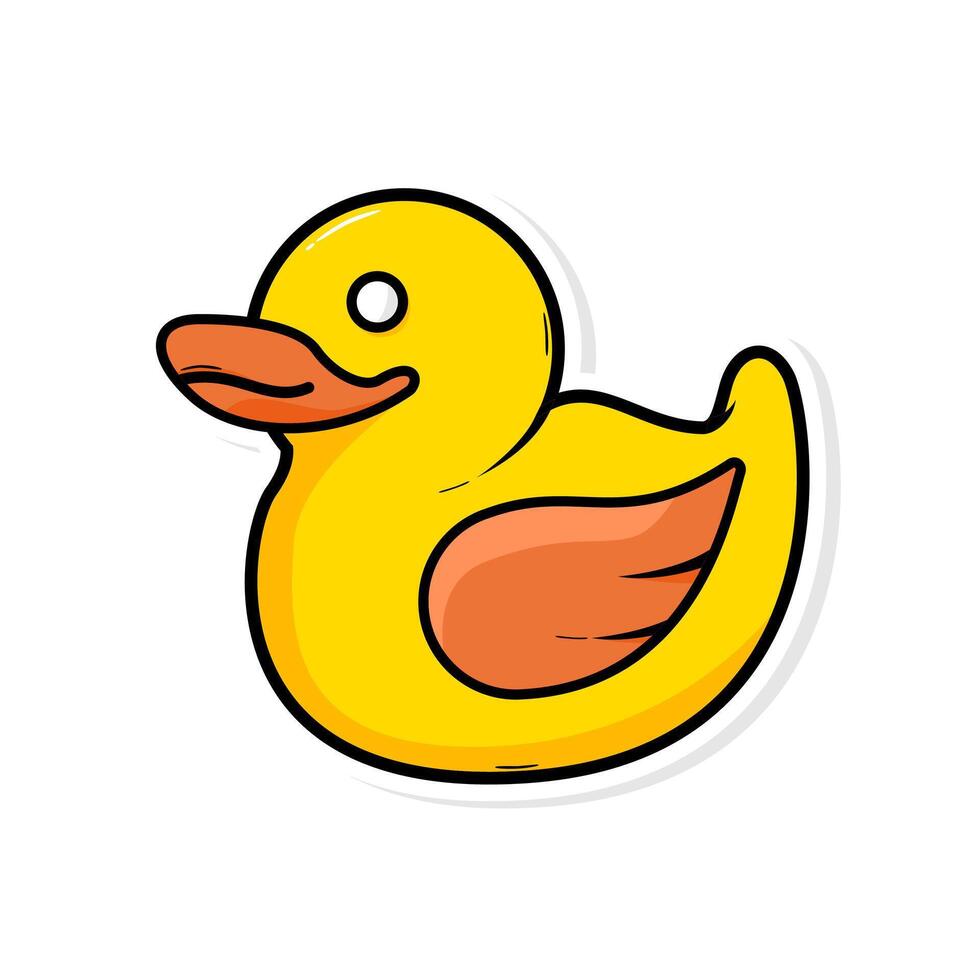 Cute duck toys cartoon doodle art. hand draw illustration vector