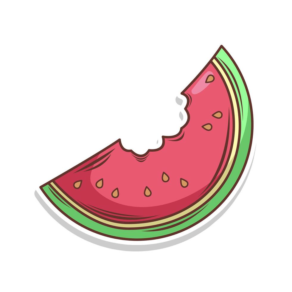 Watermelon fruit doodle cartoon hand draw illustration art vector