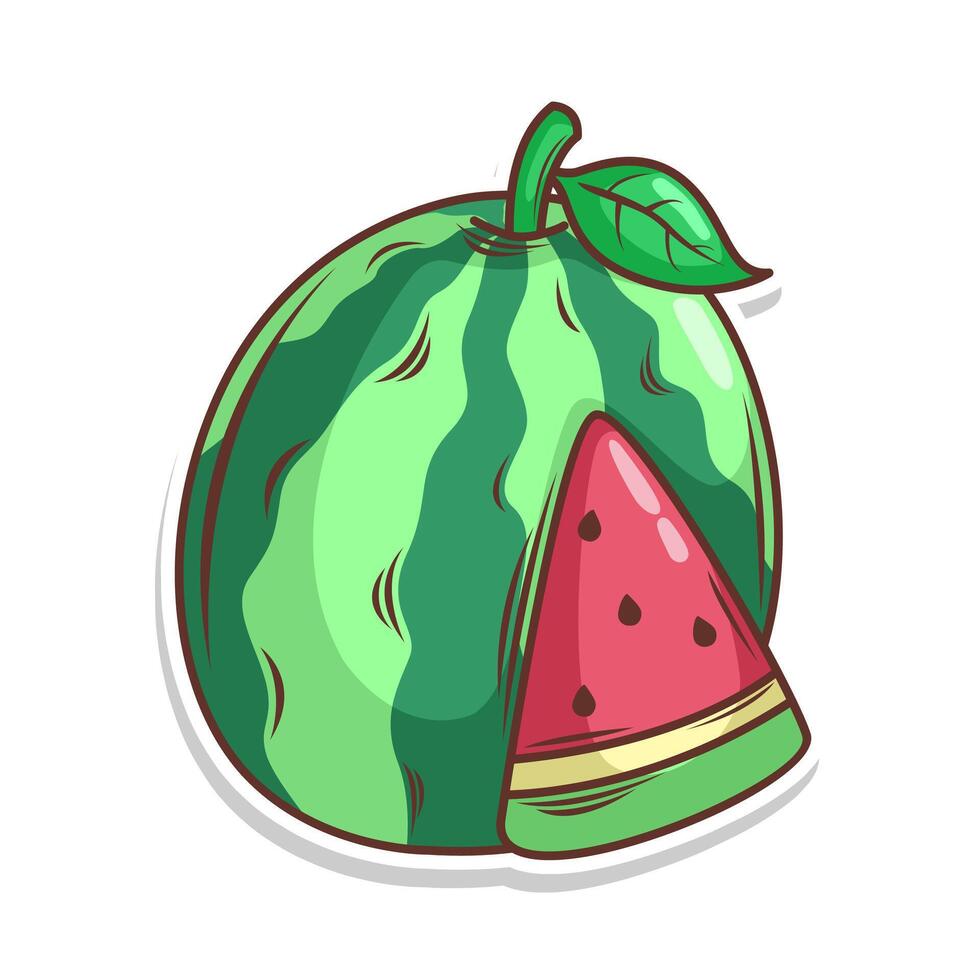 Watermelon fruit doodle cartoon hand draw illustration art vector