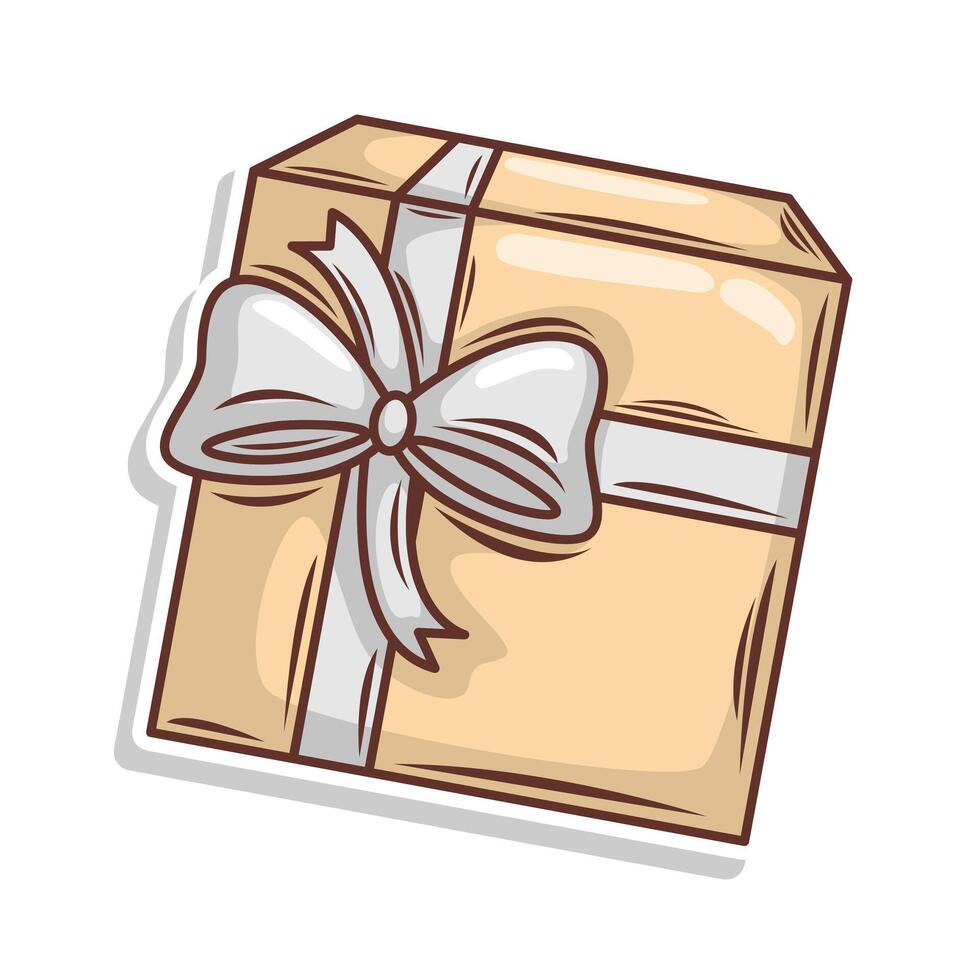 Gift box hand draw vector art illustration