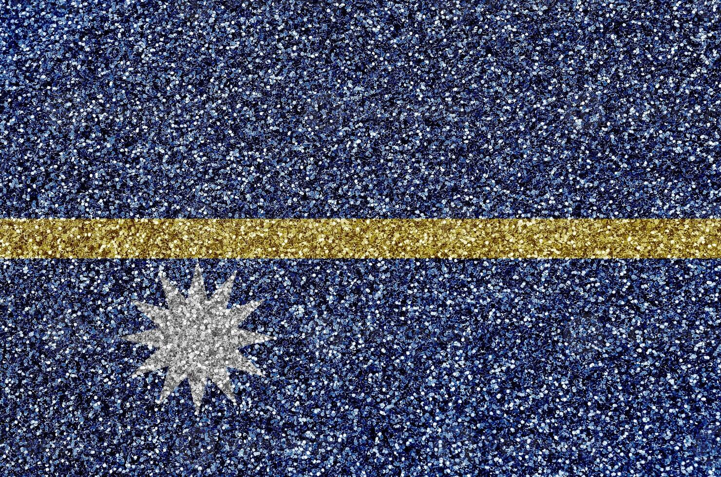 Nauru flag depicted on many small shiny sequins. Colorful festival background for party photo