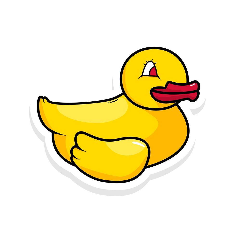 Cute duck toys cartoon doodle art. hand draw illustration vector