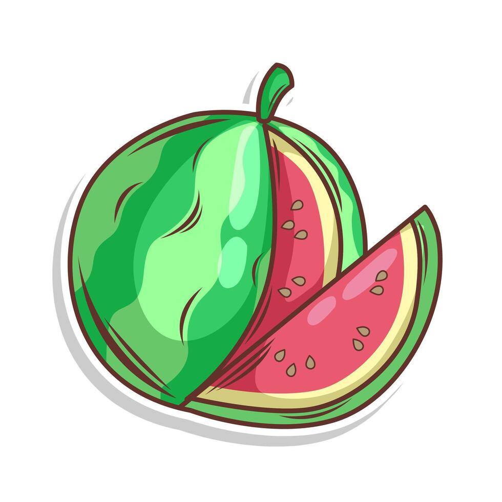 Watermelon doodle hand draw, vector illustration